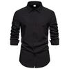 Men's  Button Casual Loose Solid Color Long Sleeve Shirt