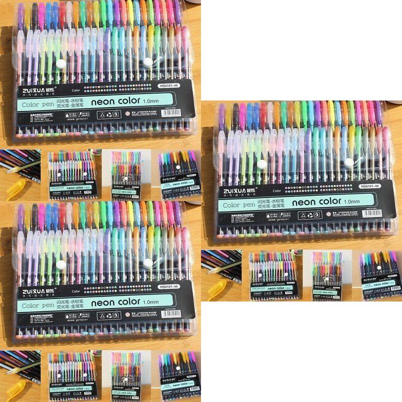 Grundläggande Färgmarkörset Med 48 Fluorescerande Pennor För Elevers Konstprojekt Och Klotter