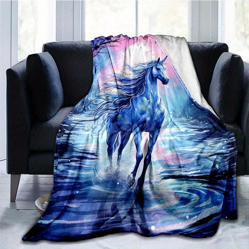 1pc Romantic Unicorn Blanket Lightweight Flannel Throw Blanket For Sofa Bed Travel Camping Livingroom Office Couch Chair Bed