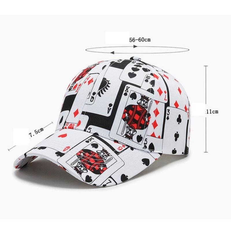 Men's and Women's Trendy Printed Baseball Caps Korean Style Fashion Street Hats Hip-Hop Poker Hats Outdoor Hats