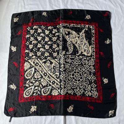 Used Made In Italy 100% Silk Paisley Large Scarf