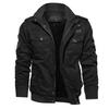 Men Bomber Jacket Plush Lining Multi Pockets Solid Color Zipper Closure Coldproof Autumn Winter Cargo Coat Windbreaker Streetwear