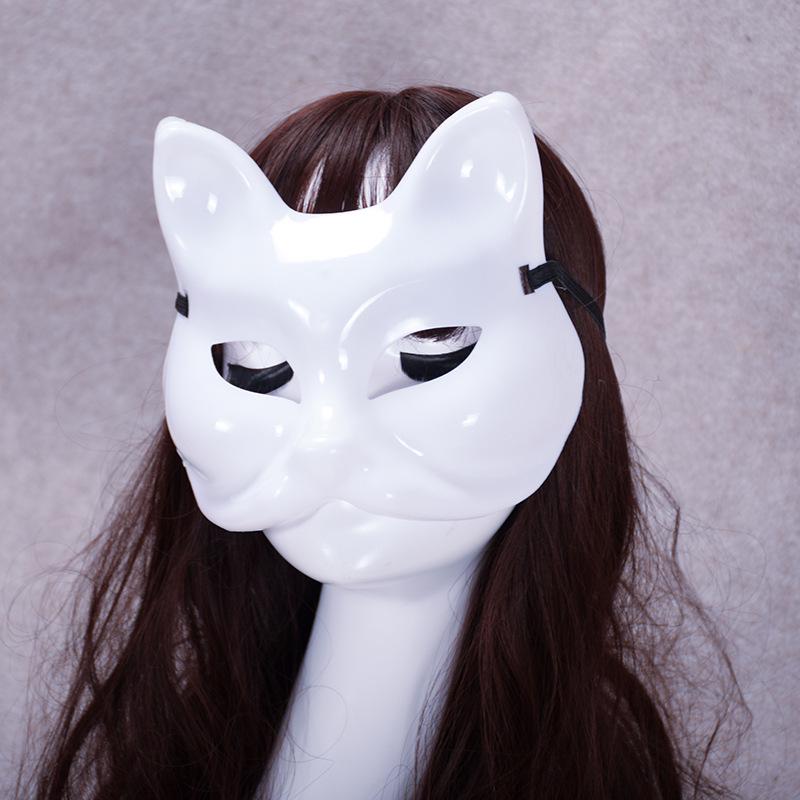 White DIY Paintable Gypsum Cat Mask for Street Dance