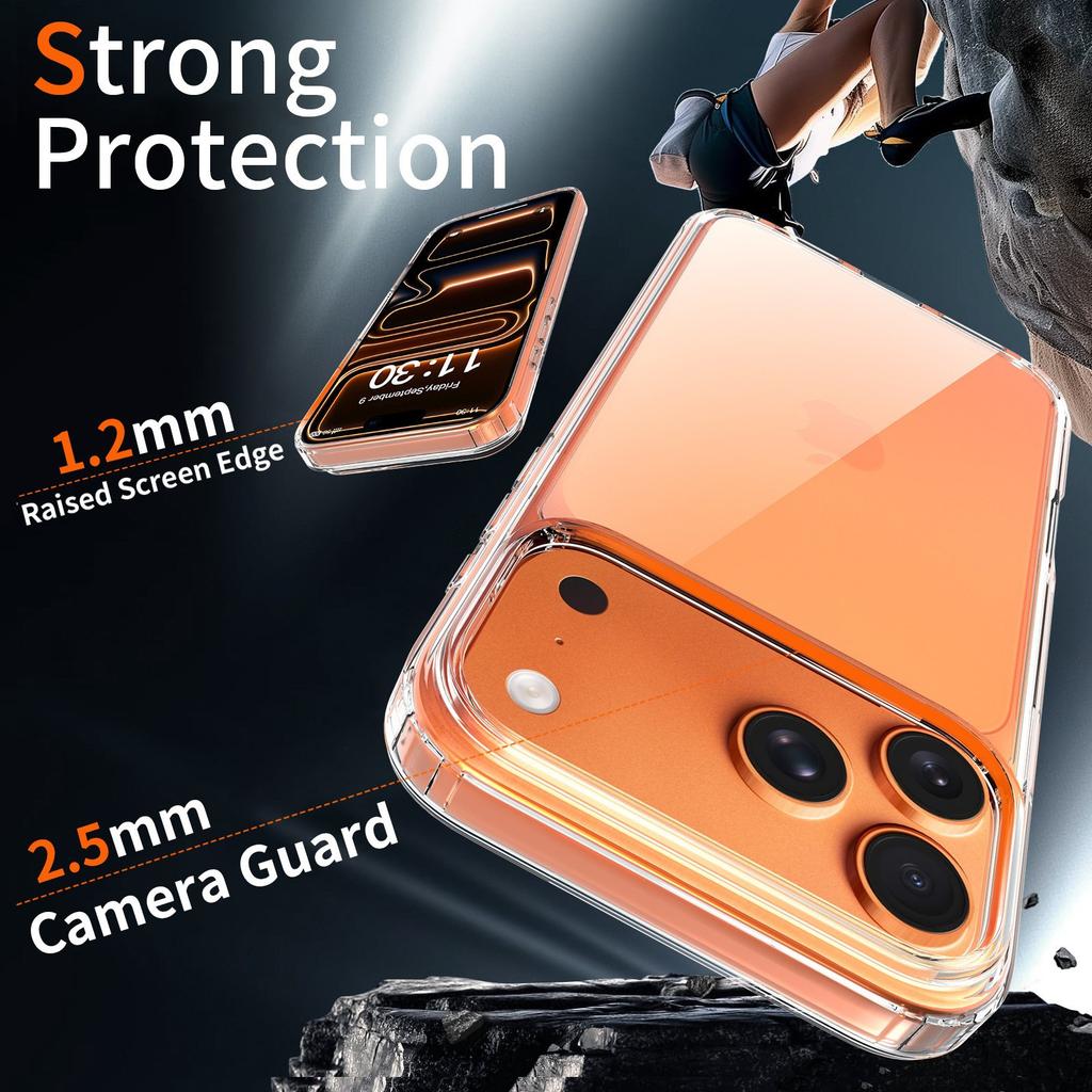 Applicable To Iphone16 Mobile Phone Case Apple 15pm Transparent 17pro Anti-drop Protective Case Protective Case