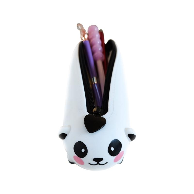 1pc Silicone Pencil Case Cute Piggy Panda Tiger Soft Pen Container Creative Ruler Holder Stationery Box Children Gifts Pouch Bag