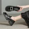 Rhinestone Buckle Small Leather Shoes Woman Japanned Oxford Platform Flats Ladies Thicken Sole Loafers Wide Feet Sneakers Female