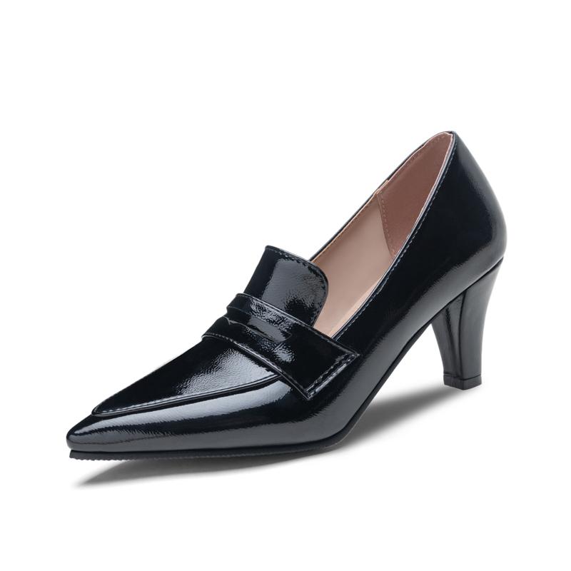 

Women s high-heeled single shoes spring and summer new simple temperament solid color pointed thin heel large size versatile low-top shoes 36 чёрный