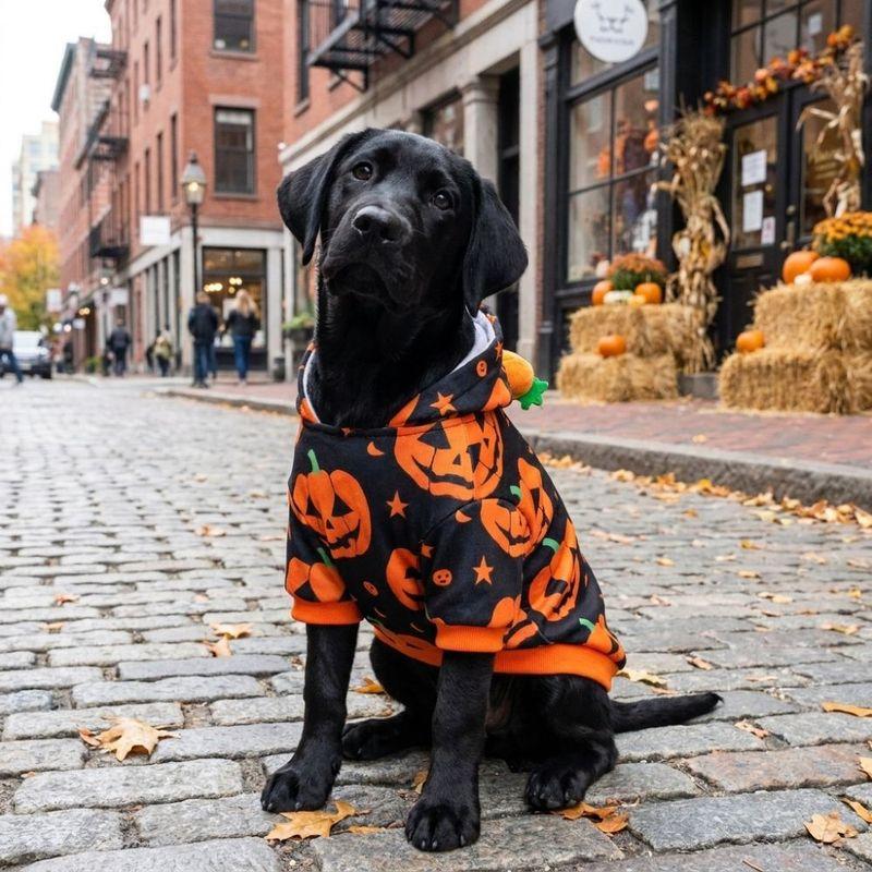 Cute Breathable Halloween Pet Clothes Stretchy Soft Pumpkin Printed Hoodie Comfort Pet jumpsuit Party Cosplay