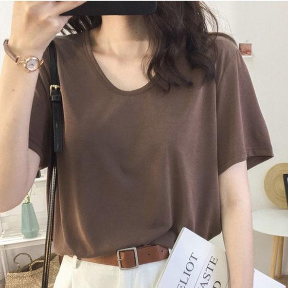 Summer Loose Short Sleeved Women's T-Shirt V-Neck Top