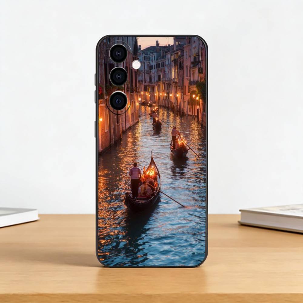 Beabtiful Water City Venice Phone Case For Samsung Galaxy A73,A72,A71,A70,A53,A52,A51,Soft Silicone Black Cover