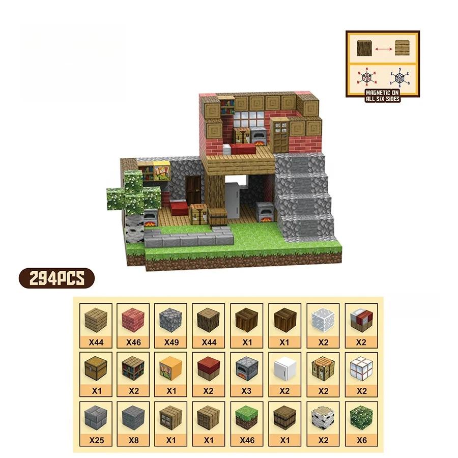 Non-Toxic Magnetic Creative Architecture Building Blocks World Set Panda Farm Space Base 3D Model Kit Stem Diy Assembly Gift Children
