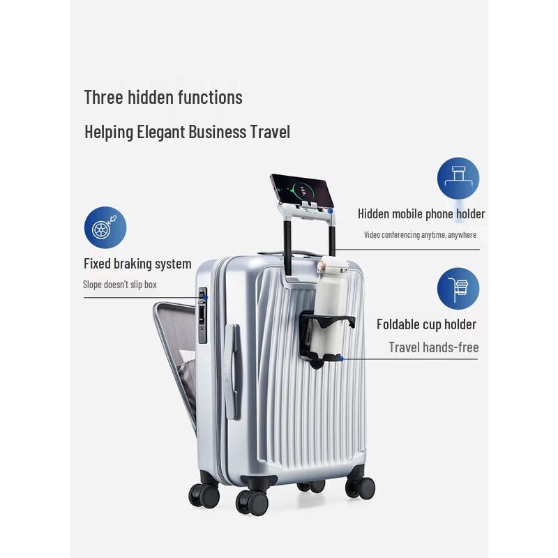 OIWAS PC Front-Opening Luggage with USB Charging