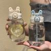 Sticlă de apă iepuraș Kawaii 500 ml Portabilă Drăguță în formă de urechi Cupă pentru băut cu pai și capac Veselă de vară pentru camping în aer liber