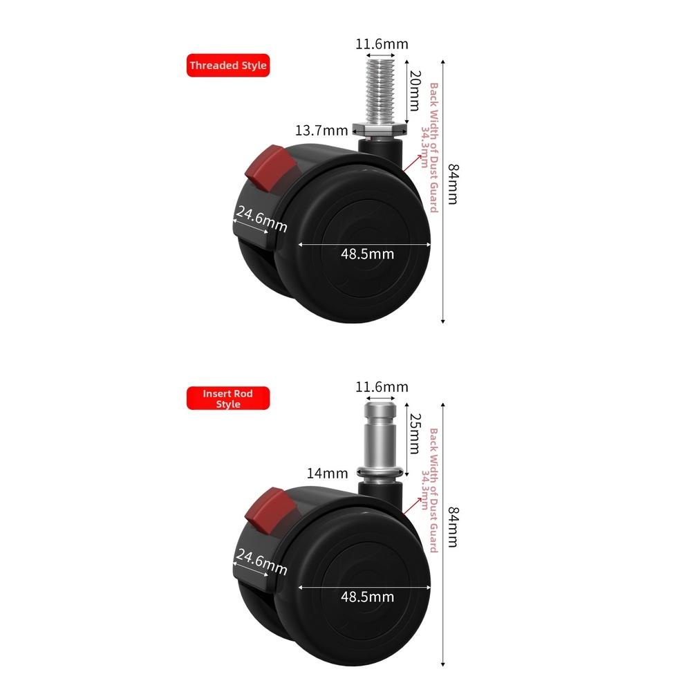 1pc Swivel Chair Casters With Brake TPE Silent Wheels Multi-purpose Use For Office Computer Gaming Chairs