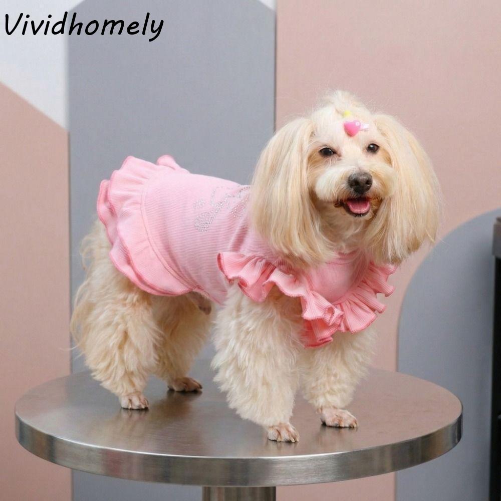 Lotus Leaf Edge Pet Base Dress Soft Comfortable Solid Color Pet Princess Dresses Lover Pattern Dog Skirt Shirts