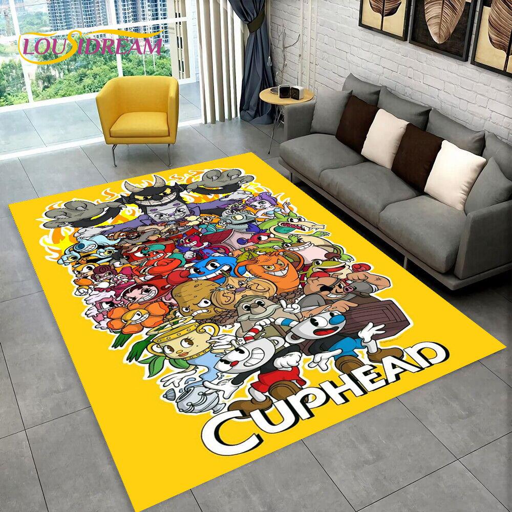 Juego, Cuphead y Mugman, alfombra para área de jugador, alfombra para sala de estar, dormitorio, decoración de felpudo para sofá, alfombra antideslizante para juegos de niños