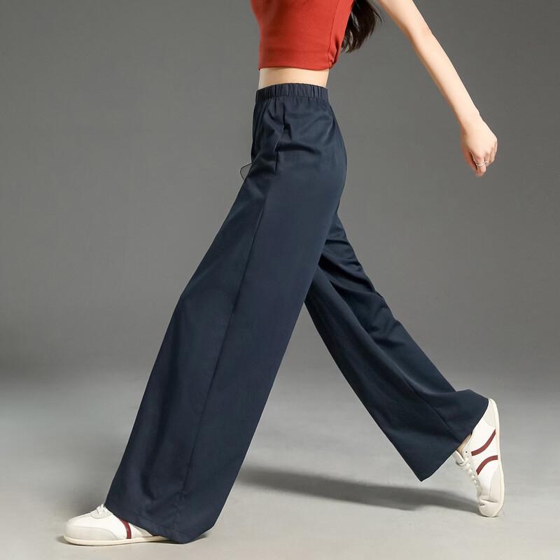 Women's Spring Elastic Waist Straight Leg Casual Pants