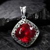 Natural Red Ruby Pendant 925 Sterling Silver Square Cushion 24ct Gem Gemstone Jewelry Gift