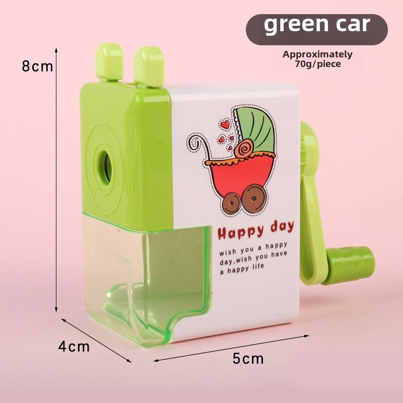 Cartoon Hand-Crank Pencil Sharpener - Creative, Labor-Saving, Single-Hole Design for Students