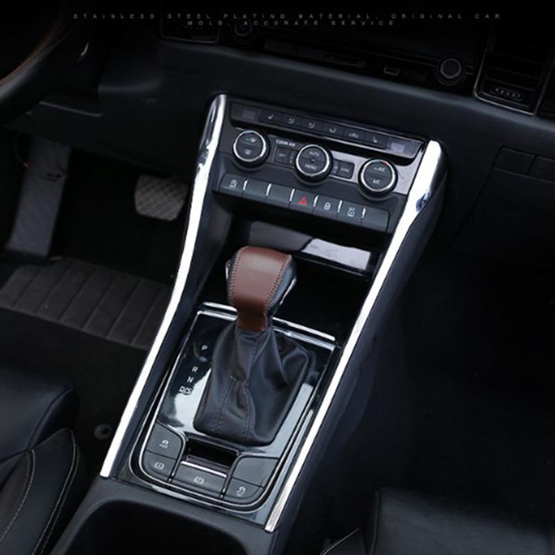 2pcs/set for skoda kodiaq 2017 2018   Central Console Chrome Protection Decoration Strip Interior Mouldings Car Accessories