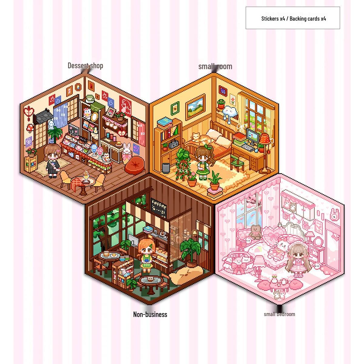 3D Miniature Landscape Hut Stickers: Layered Journal No-Cut Scene Stickers