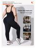 Plus Size Ribbed Backless Jumpsuit: Double Shoulder Strap, Body Shaping, Seamless Hip Lifting Yoga Wear