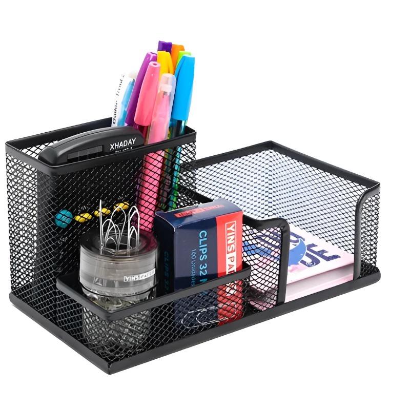Metal Mesh Desk Organizer,Office Desktop Holder for Pens, Clips, Stapler & Supplies, Multi-Compartment Wire Storage Tray