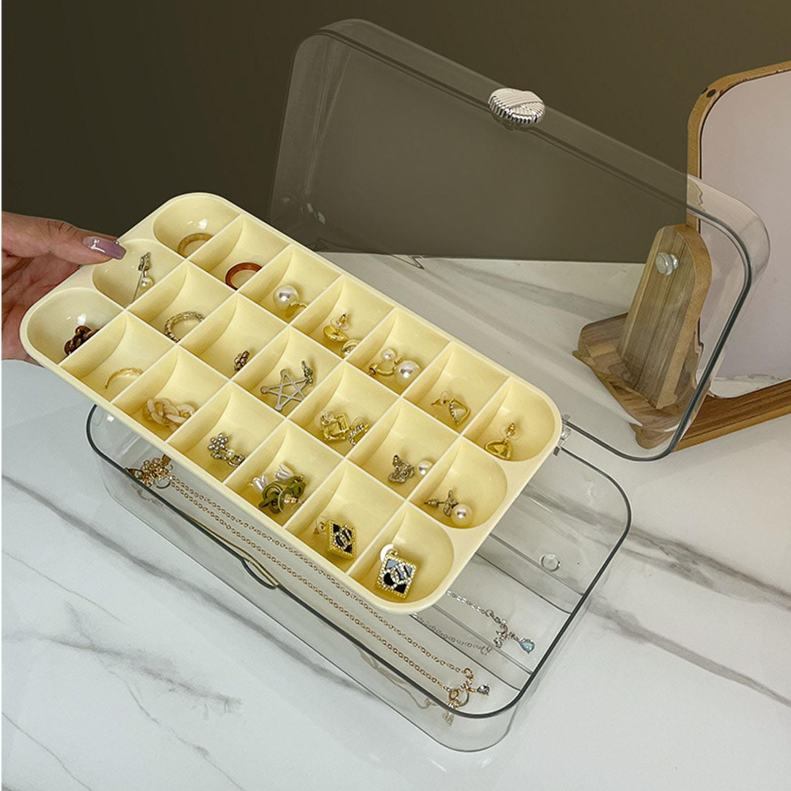 

Cosmetic Storage Box with Clear Lid Dustproof Cosmetic Storage Jewelry Display Boxes for Bedroom