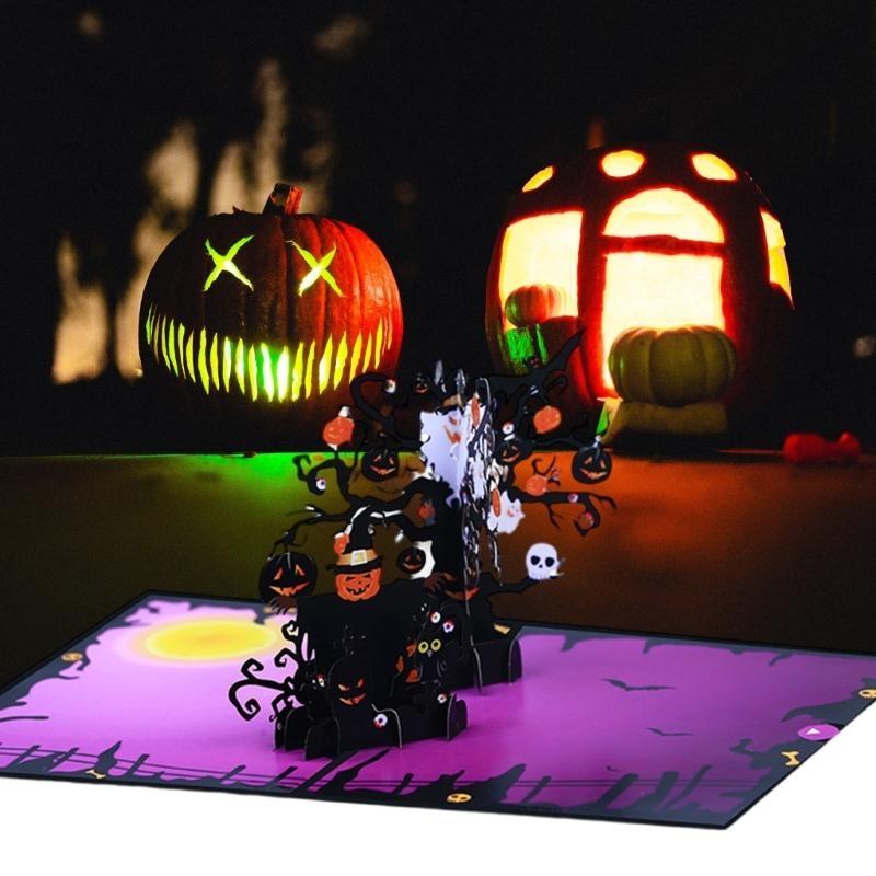 3D Popup Halloween Greeting Card Delicate 3D Pumpkins Scarecrows Halloween Greeting Card for Seasonal Party Delight top sale China Mainland