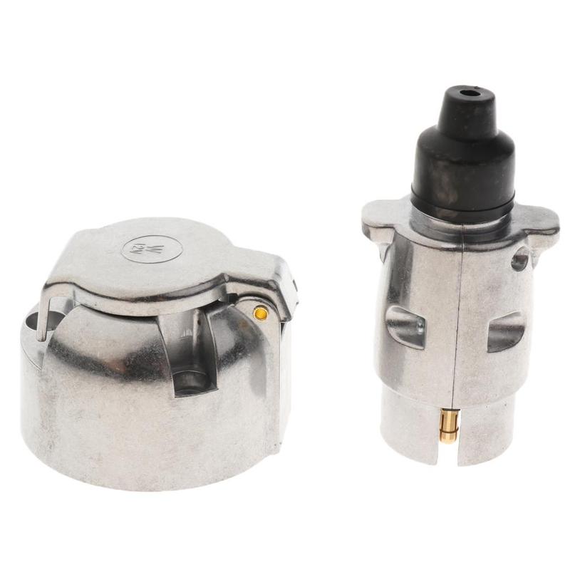 7 Pin Flat Trailer Plug Socket Set Electrical Adapter with Mounting Bracket for Boat Truck Caravan Lights