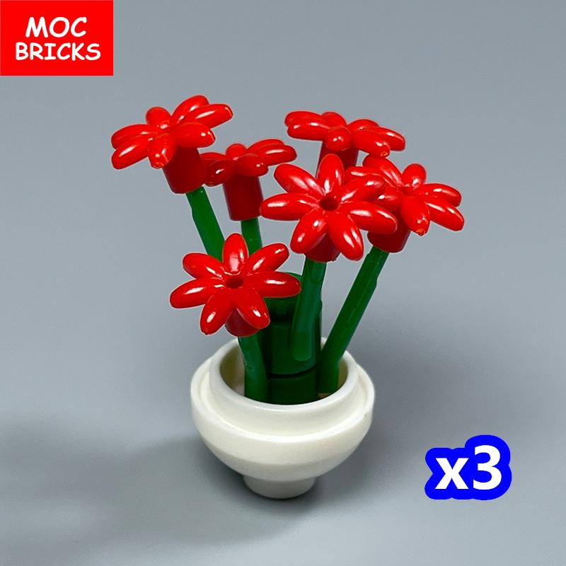 

Конструктор MOC Сделай сам Растения Цветочный горшок Красная роза Домик божьей коровки Модель Архитектурный декор Строительные кирпичи Детские игрушки Сделай сам
