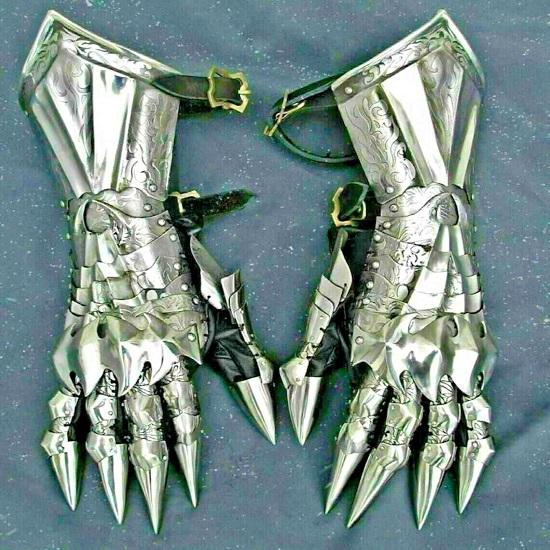 Stahlschwarze Handschuhe Mittelalterlicher Herr der Ringe Fantasy LARP Geschenk