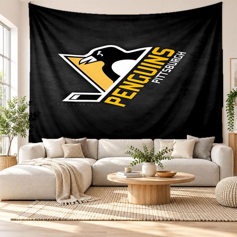 Pittsburgh Penguins Wandteppich, Weiches Stoff Wandbehang, Dekorative Kulisse Für Schlafzimmer Heim Wandkunst