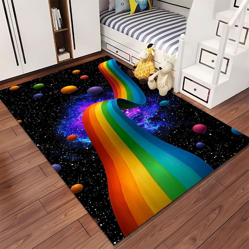 Rainbow Road In Space Scene Suitable As a Non-slip Mat for the Living Room or Bedroom Sofa