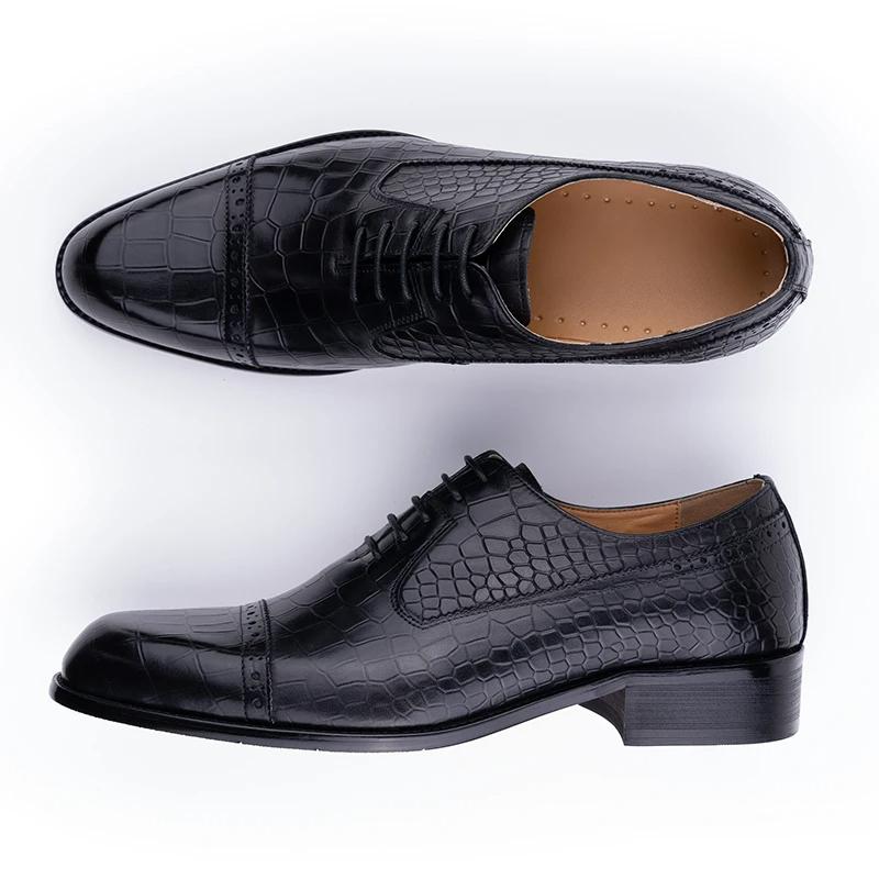 Fashion New Printing Luxury Formal Men's Shoe Genuine Leather Evening Party Office Classic Model Oxford Lace Up Formal Office Dress Shoe