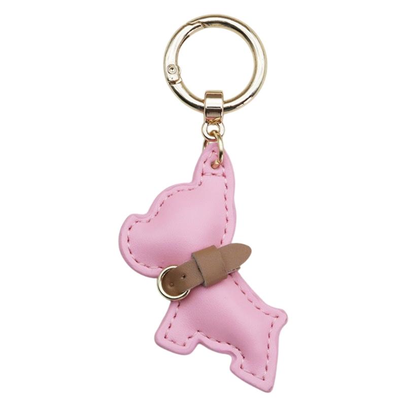 

Mini French Bulldog PU Leather Keychain Lovely Designing Pendant Keyring Hanging Ornament for Car Key and Bags темно-рожевого кольору