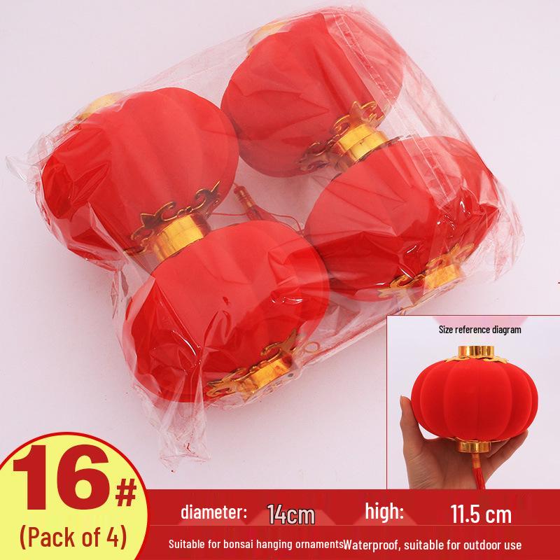 Flocked Lantern Ornaments for New Year & Spring Festival 2025 - Wedding, Festive, Outdoor Courtyard Decorations