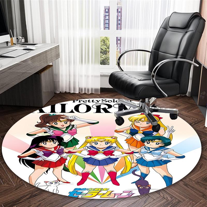 1pc Sailor Moon Carpet, Round Rug, Comfortable, Suitable for Entryways, Living Rooms, Office, And Bedrooms, Christmas Decoration