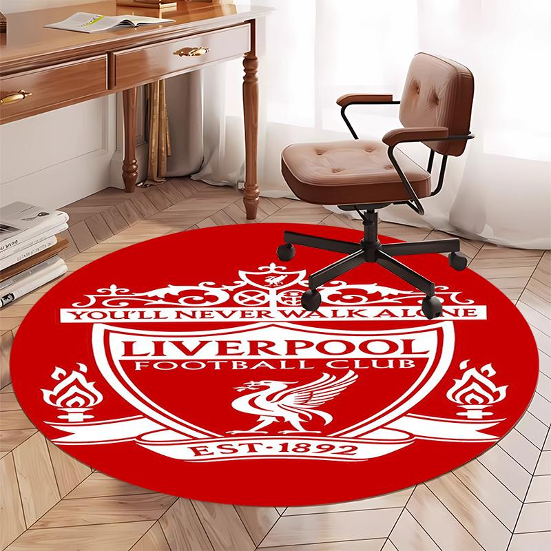 Alfombra Redonda Estampada del Liverpool Football Club Alfombra para Silla Alfombra de Área Felpudos para Entrada, para Silla de Oficina Sala de Estar Dormitorio Cocina.
