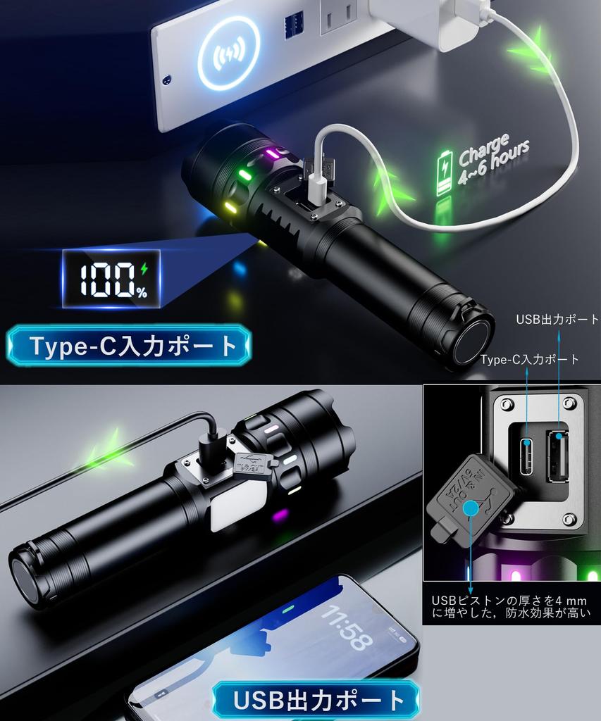 Flashlight Luminous 3 Light 9 Handheld Digital Power New Aluminum Ideal for Night and Disaster Large Capacity Magnet Included [2025 Bar, 2-in-1 COB,