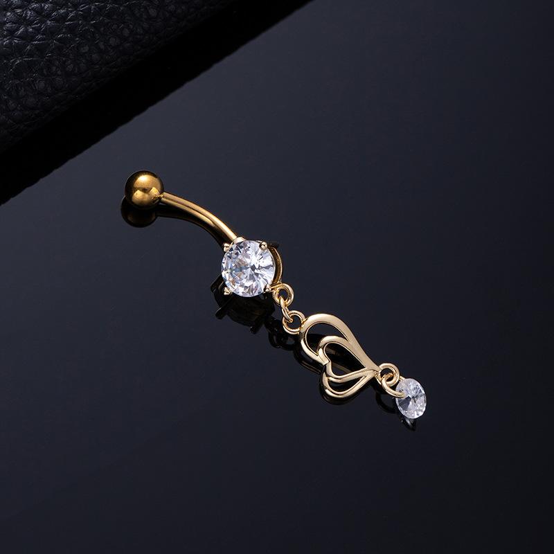 Colored Zircon Spiral Navel Nail Wind Star Moon Navel Ring Pierced Tassel Navel Buckle
