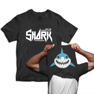 Frag mich nach meiner Hai-Imitation. Herren Spaß Flip T-Shirt Lässiges Street Art Ästhetik Rundhals Kurzarm T-Shirt Oberteile