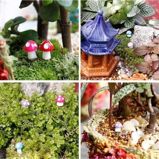 10Pcs/Set Miniature Mushroom Ornament Simulated Mini Mushroom Figurine Colored Mushroom Statue for Potted Plants Micro Landscape