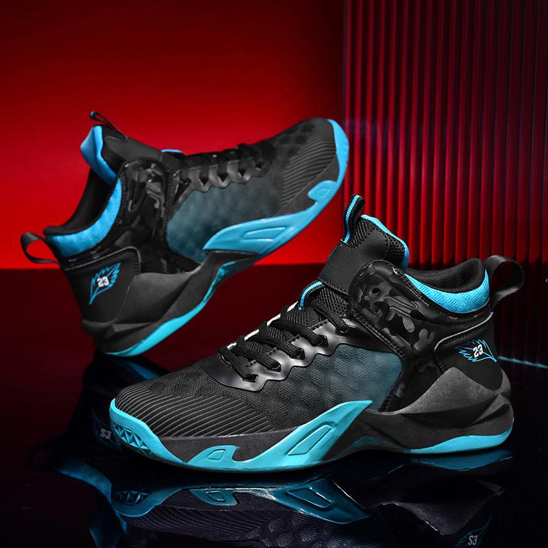 Basketball Shoes Men's Shoes Outdoor Sports Shoes Men's Shock-Absorbing High-Top Student Practical Sneakers Mesh Breathable Casual Shoes