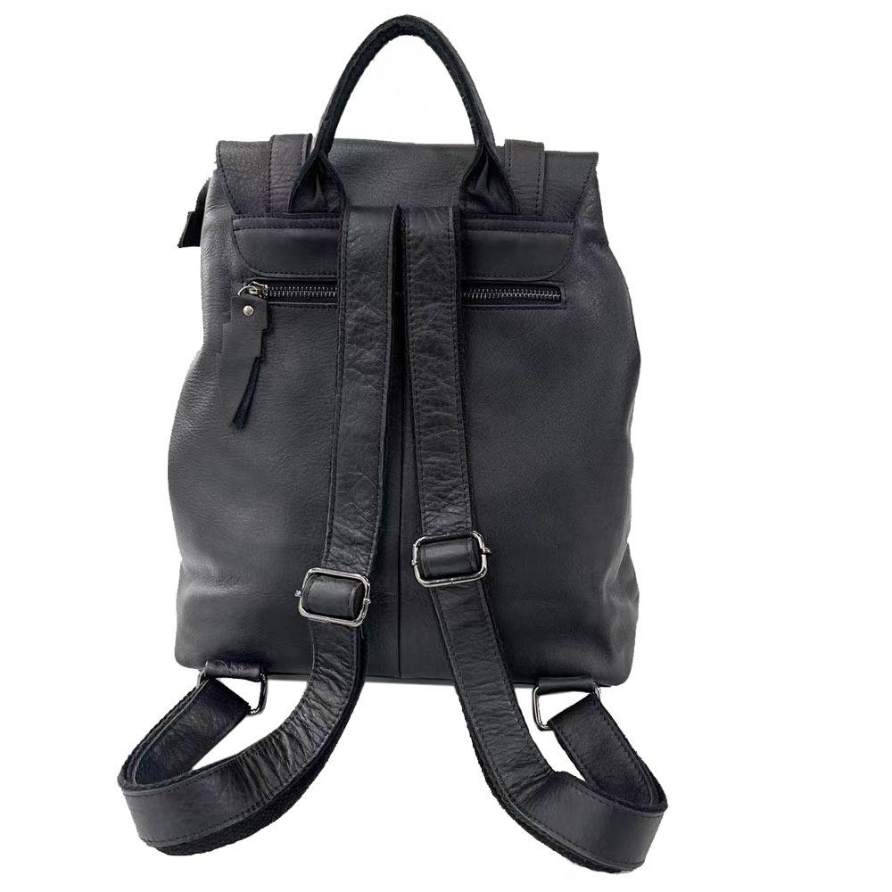 Leather Women'S Bag Backpack Fashion Black Cowhide Casual Travel Backpack Bag