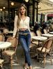 Spring/Summer 2026 Women's High-Waisted Rhinestone Straight-Leg Denim Jeans (Slimming)
