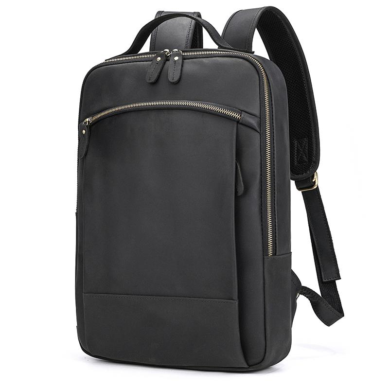 Vintage Men's Crazy Horse Leather Backpack Genuine Leather Retro Rucksack Large Classic Travel Backpack Big Laptop Computer Bag