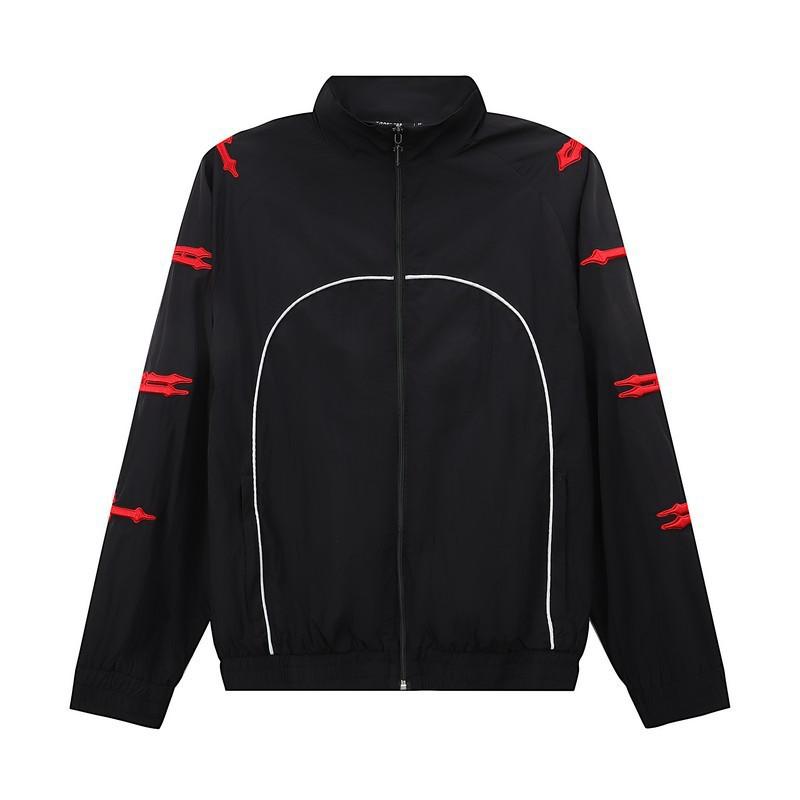 Mens Breathable Mesh Embroidered Track Suit Set Casual Windbreaker Jacket Pants Loose Fit Outdoor Wear