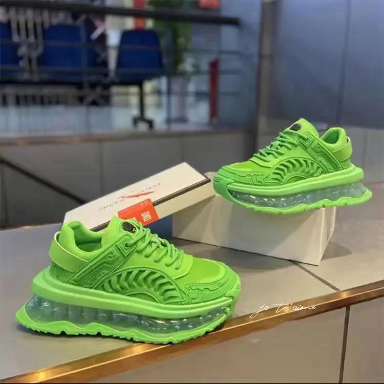 

Мужские массивные кроссовки, модные повседневные кроссовки из микрофибры, кожаная сетка, дышащие, с увеличенной высотой, на плоской платформе, с воздушной подушкой, кроссовки для бега 40