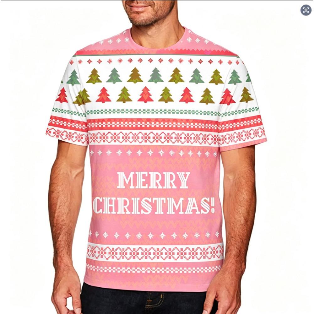 Summer Fashionable Creative Christmas Series 3D Printing Printed Short Sleeved T-shirt Comfortable Breathable Versatile Sports T-shirt
